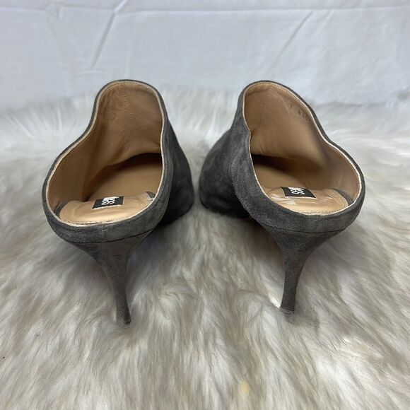 Sergio Rossi Godiva Grey Suede High Heel Mules Sz 38.5/7 - Picture 3 of 8